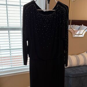 White House Black Market Black Stretchy Studded Long Sleeve Dress size M